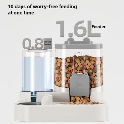 Cat Bowl Automatic Feeder with Spill Proof Design with Water Fountain Pet Food Dispenser for Small Medium Large Cats Dogs